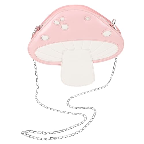 Beaupretty Kleine Umhängetasche Damen Pilzform Lackleder Crossbody Bag Süße Schultertasche für Alltag Freizeit Teenager Rosa von Beaupretty
