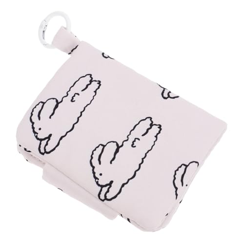 Beaupretty Kleines Mehrschichtiges Schlüsselanhänger Portemonnaie Damen Kartenetui Münzfach Ohrhörer Tasche Leicht und Tragbar für Alltag und Schule in Beige mit Süßem Hasenmotiv von Beaupretty
