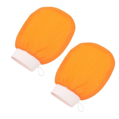 Beaupretty Körperpeeling-handtuch Badehandschuhe 2 Stück Dusche Spa Peeling-handschuh Abwischen Hals Rücken Beine Arme Ganzkörper Orange von Beaupretty