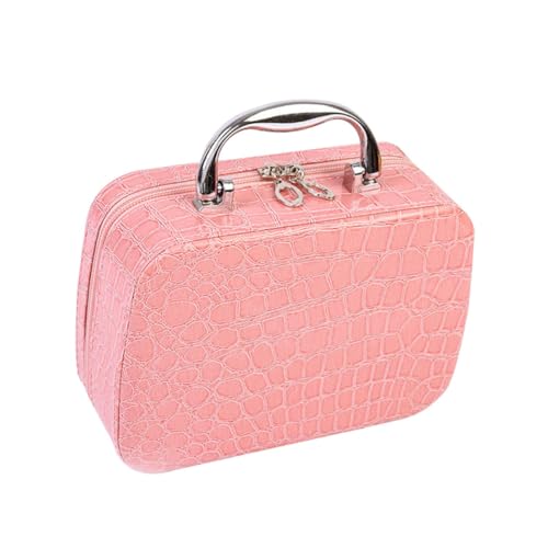 Beaupretty Kompakte Kosmetiktasche mit Spiegel Handgefertigte Tragbare Make Up Aufbewahrung für Damen für Reisen Gym und Alltag Elegantem Rosa aus Langlebigem PU Material von Beaupretty