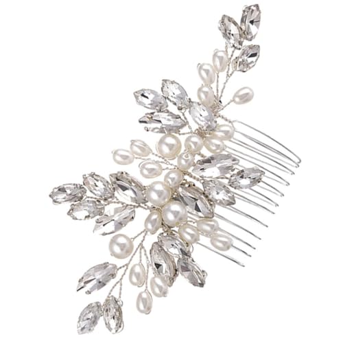 Beaupretty Kopfbedeckungen für die Braut Romantischer Haarkamm für die Hochzeit Strass-Blumen-Haarnadeln Tiara Haarnadeln mit Strasssteinen Braut Kopfschmuck dekorativer Haarkamm Perle Metall von Beaupretty