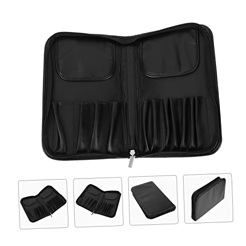 Beaupretty Kosmetiktasche Pinsel Organizer Fach PU Schwarz Kompakt Erweiterbar Reisetasche Make Up Pinsel Aufbewahrungstasche für Reisen Business und Alltag von Beaupretty