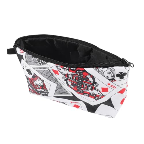 Beaupretty Kosmetiktasche mit Poker Polyester Makeup Storage Bag für Damen Leichte Tragbare Schminktasche mit Reißverschluss Multifunktional für Reisen und Aufbewahrung Kleiner Kosmetika von Beaupretty