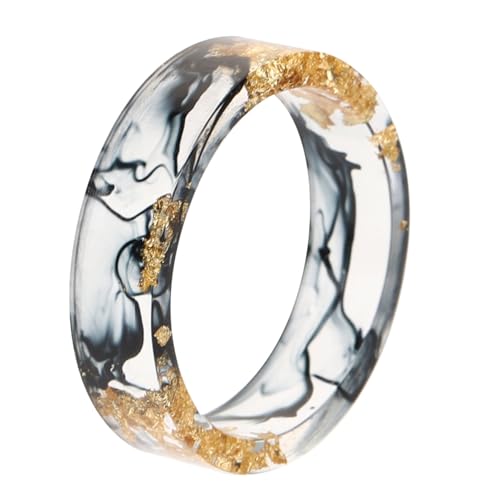 Beaupretty Chunky Resin Ring Für Damen Transparenter Und Ästhetischer Stapelring Handgefertigter Goldfolienring Für Individuelle Stilvariationen von Beaupretty