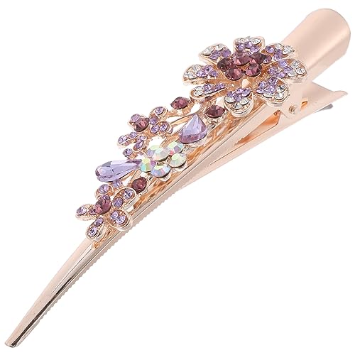 Beaupretty Haarschmuck Haarklammer Blumen-strass-haarspange Dekorative Haarspange Für Mädchen Haarspange Blumen-haarspange Haar Klammern Fräulein Einfach Zubehör Metall Violett von Beaupretty