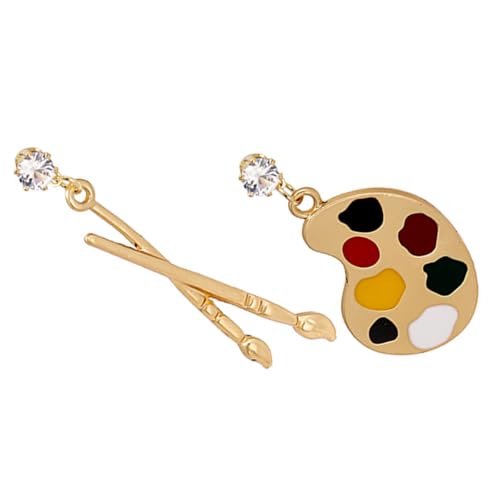 Beaupretty Künstlerische Ohrringe Damen Vintage Ohrstecker mit Pinsel und Malpalette Anhänger Ungleiche Kunstschmuck für Alltag Hochzeit für Kunstliebhaber von Beaupretty