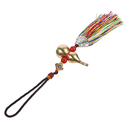 Beaupretty Kupfer Kürbis Schlüsselanhänger Anhänger für Auto Innenraum Chinesischer Stil Glücksbringer mit Quaste Dekorativer Schlüsselring Langlebigem Kupfer und Tragbare und Stilvolle Deko von Beaupretty