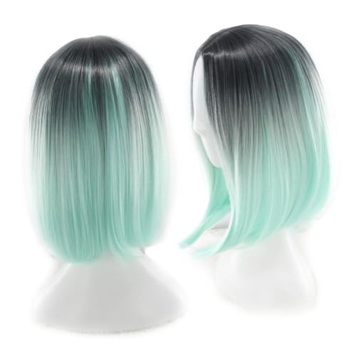 Beaupretty Farbverlaufs-bob-haar Damen-perücke Grüne Farbverlaufsperrücke Cosplay-kostüm Künstliches Haar Kurz Und Glatt Spitze Hochtemperaturfest Für Partys Halloween Und Andere Anlässe von Beaupretty