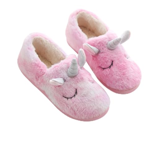 Beaupretty Kuschelige Einhorn Hausschuhe Damen Flauschig Warm Gefüttert Rutschfest Winterpantoletten mit Dickem Profilsohle für Zuhause und Indoor Gebrauch von Beaupretty