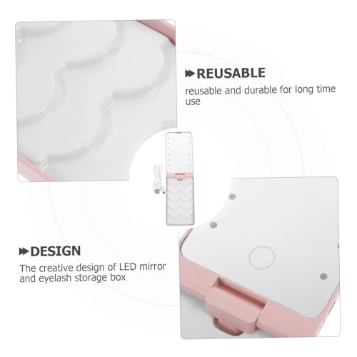 Beaupretty LED Eyelash Holder Box mit Beleuchtetem Kosmetikspiegel Tragbare Aufbewahrungsbox aus Robustem Kunststoff Wiederverwendbar Kompakt für Reisen Geeignet für Makeup Liebhaberinnen von Beaupretty