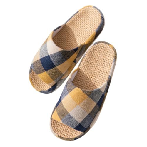 Beaupretty Lässige Herren Hausschuhe Sommer Offen Zehen Hausschuhe aus Atmungsaktivem Leinen Rutschfest Indoor Slipper für Zuhause mit Dickem Saugfähigem Sohlenmaterial von Beaupretty
