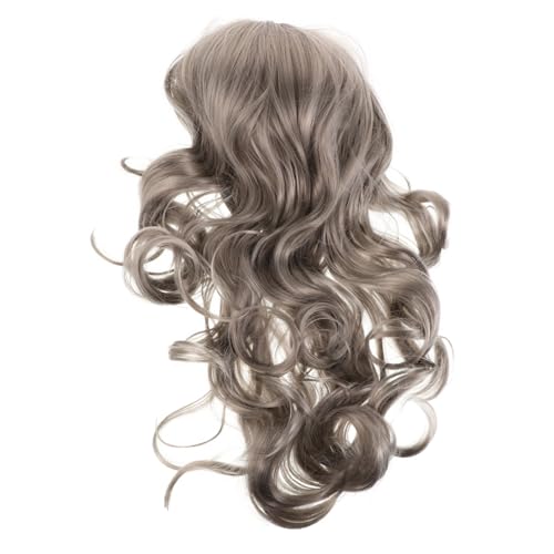 Beaupretty Lange Lockige Damenperücke aus Synthetischen Fasern Hitzebeständig Voluminöse Wellen Modische Graue Farbnuance für Cosplay Partys und Tägliches Tragen von Beaupretty