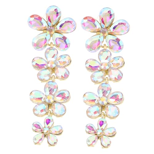Beaupretty Strass-ohrhänger Blumen-design Für Damen Lange Hänger-ohrringe Für Hochzeit Party Festivals Mit Reizung Für Empfindliche Haut Statement-schmuck Für Frauen von Beaupretty
