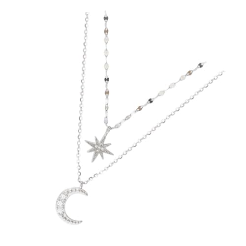 Beaupretty Zweireihige Halskette Mit Funkelnden Zirkonia-stern Und Mond Für Damen Eleganter Hautfreundlicher Schmuck Für Jeden Anlass Perfektes Valentinstagsgeschenk Für Frauen Und von Beaupretty