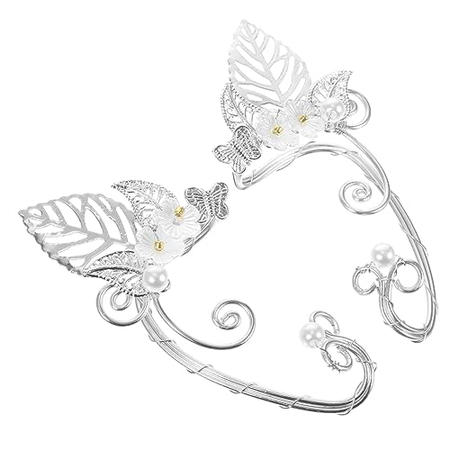 Beaupretty Leaf Ear Ohrklammern Non Piercing Leichte Ohrmanschetten Perlen Damen Schmuck für Hochzeit Geburtstag Valentinstag von Beaupretty