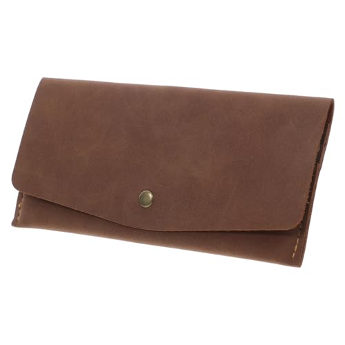 Beaupretty Lederbrieftasche Braun Clutch-Geldbörsen für Damen Portemonnaie mit Schnappkupplung Kartenorganisator Brieftasche -Geldbörse Geld-Organizer-Geldbörse Zinklegierung von Beaupretty