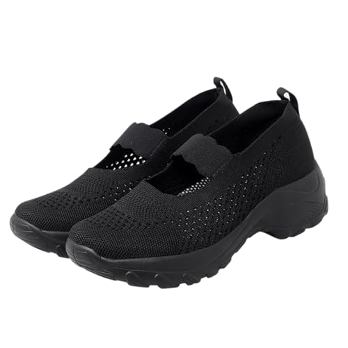Beaupretty Leichte Damen Mesh Sneaker mit Dicker Rutschfester Sohle Atmungsaktiv Strapazierfähig und Elastisch Bequeme Freizeit und Laufschuhe für Alltag und Reisen von Beaupretty
