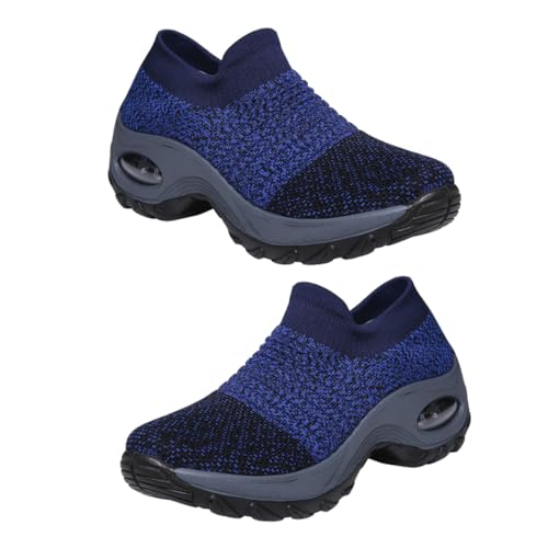 Beaupretty Leichte Damen Sportschuhe mit Atmungsaktivem Mesh Bequemer Dämpfung und Flexibler Sohle Modische Freizeitsneaker für Alltag Outdoor und Langes Gehen Blau von Beaupretty