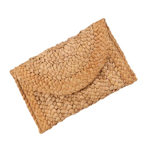 Beaupretty Leichte Strohtasche Damen Clutch Handgefertigt Strandtasche Sommer Elegant Geräumig für Handy Geldbörse Kosmetik von Beaupretty