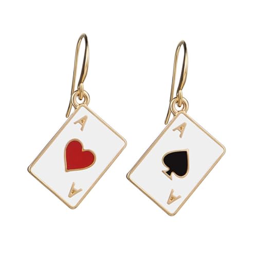 Beaupretty Leichte Vergoldete Pokerkarten Ohrringe Dangle Ohrstecker für Damen Trendiger Schmuck für Glücksspiel Fans und Besondere Anlässe von Beaupretty