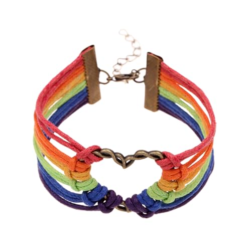 Beaupretty Lesben Pride Armband Damen Geflochtene Regenbogen Herz Verstellbar Lgbt Schmuck Valentinstag Frauen von Beaupretty