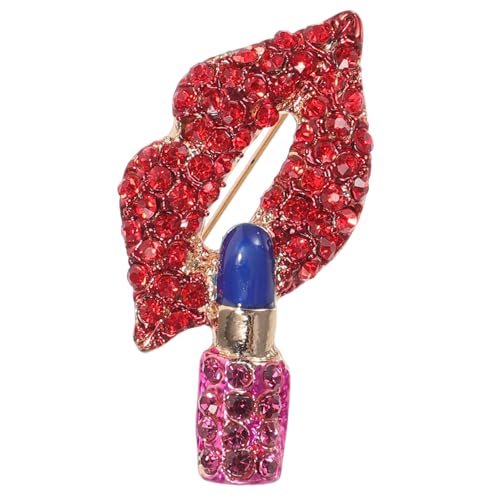 Beaupretty Lippenstift Brosche Damen Anstecknadel mit Strasssteinen Glatte Oberfläche Sicherer Verschluss Schmuck für Anzug Schal Kleid Geeignet für Party Hochzeit Alltag Geschenkidee von Beaupretty