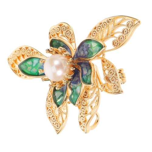 Beaupretty Lotusblüten-Brosche mit Schmuckstein und Perle Dekorativer Metall-Badge Elegante Anstecknadel für Brautkleider Jacken und Hüte Langlebiges Design für Hochzeiten und Festliche von Beaupretty