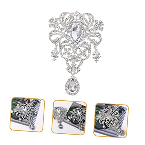 Beaupretty Luxuriöse Brosche mit Funkelnden Strasssteinen Silberweiße Damen Brosche für Hochzeit und Festival Eleganter Schmuck zur Dekoration von Kleidung und Accessoires von Beaupretty