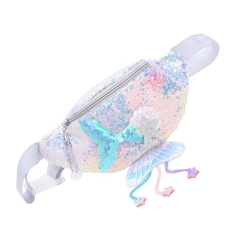 Beaupretty Mädchen Bauchtasche mit Glitzer und Cartoon Design Verstellbare Umhängetasche für Junge Mädchen Modischer Brustbeutel für Freizeit und Ausflüge Glänzende Silberne Sequin Details von Beaupretty
