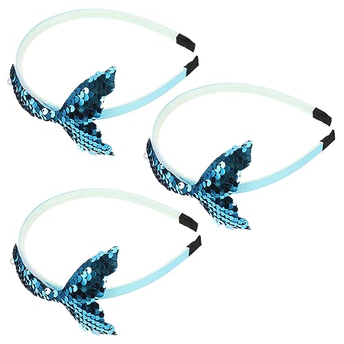 Beaupretty 3st Haarschmuck Für Kleine Mädchen Glitzer-stirnband Fisch-stirnband Stirnbänder Meerjungfrau-stirnband Meerjungfrau Kopfschmuck Mädchen Stirnband Kind Stoff Fischschuppen Perle von Beaupretty