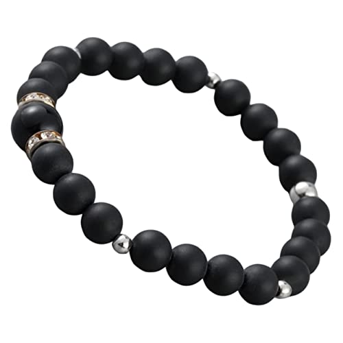 Beaupretty Männer Armband Schwarzem Naturstein Verstellbares Perlenarmband Stilvolles Valentinstag für Freund oder Vater Modisches Accessoire für von Beaupretty