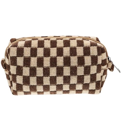 Beaupretty Kosmetiktasche Modische Stationäre Tasche Tragbare Kulturtasche Ästhetisches Federmäppchen Für Mädchen Reise-Make-up-Organizer Groß Bilden Make-up-pinseletui Plaid Fräulein Stoff von Beaupretty