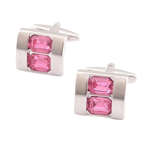Beaupretty Manschettenknöpfe Herren Kupfer mit Glas Verziert Rosa French Cuff Style Accessoire für Hemd Hochzeit Business von Beaupretty