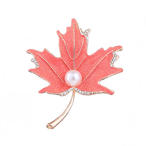 Beaupretty Maple Leaf Brosche mit Kunstperlen Funkelnde Anstecknadel für Frauen Eleganter Brustpin für Kleidung Geeignet für Hochzeiten Geburtstage und Besondere Anlässe Rosa von Beaupretty