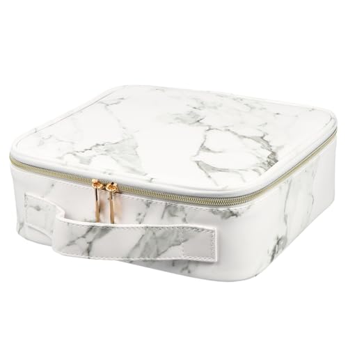 Beaupretty Marbling Make Up Koffer PU Nylon Metall Kosmetikkoffer mit Trennfächern Großes Fassungsvermögen Reise Kosmetiktasche für Lippenstift Pinsel Hautpflege Nail Polish Organizer von Beaupretty