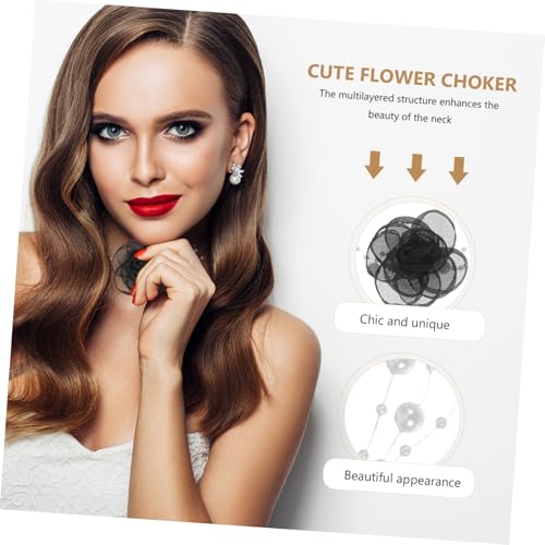 Beaupretty Kettenhalsband Für Damen Netzblumenhalsband Mit Anhänger Partyhalsband Für Kleider Vintage-lagenhalsband Hochzeitshalsband Aus Geblümtem Stoff von Beaupretty