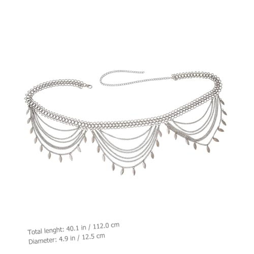 Beaupretty Mehrschichtige Taillenkette Metall mit Blattmotiv Vielseitige Body Chain für Damen Leichter Beach Chain Gürtel für Bikini Sommerkleidung und Party Langlebiger Körperschmuck Silber von Beaupretty