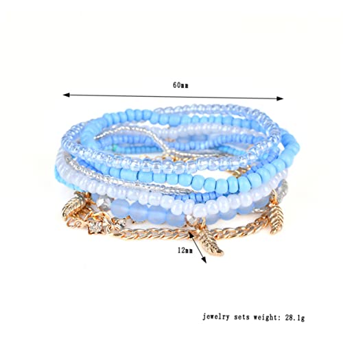 Beaupretty Mehrschichtiges Perlenarmband mit Elastischem Band und Blattanhänger Stilvolles Modeschmuck Accessoire für Damen Schwarz von Beaupretty