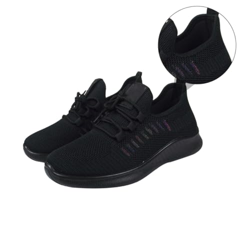 Beaupretty Mesh Sneakers Damen Leicht Flexible Sportschuhe Atmungsaktiv Für Freizeit Wandern Schwarz Komfortable Laufschuhe Mit Rutschfester Sohle Für Ältere Frauen von Beaupretty