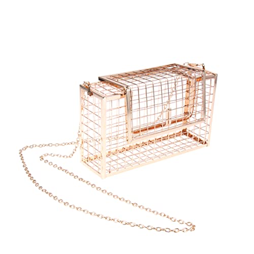 Beaupretty Metall Clutch Abendtasche Korb Hohlbox Kette Schultertasche Für Frauen Prom Mädchen Goldfarben Platz Für Schlüssel Geldbörse Lippenstift von Beaupretty