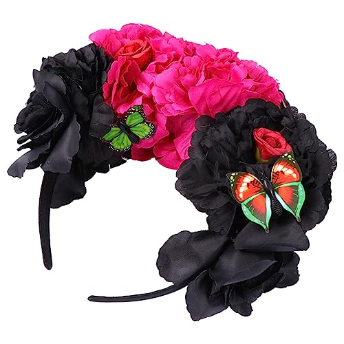 Beaupretty Haarschmuck Blumenkopfbedeckungen Mexikanische Blumenkrone Rosen-Stirnband Tag Der Toten Kopfschmuck Kranz Partyzubehör Für Damen Und Herren Halloween-Kopfschmuck von Beaupretty