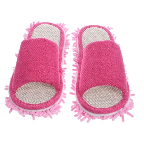 Beaupretty Mikrofaser Wischmopp Hausschuhe Damen Bodenreinigungslatschen Rutschfest Geräuscharm Waschbar Indoor Reinigungsschuhe mit Abnehmbarer Sohle Geeignet für Rosa von Beaupretty
