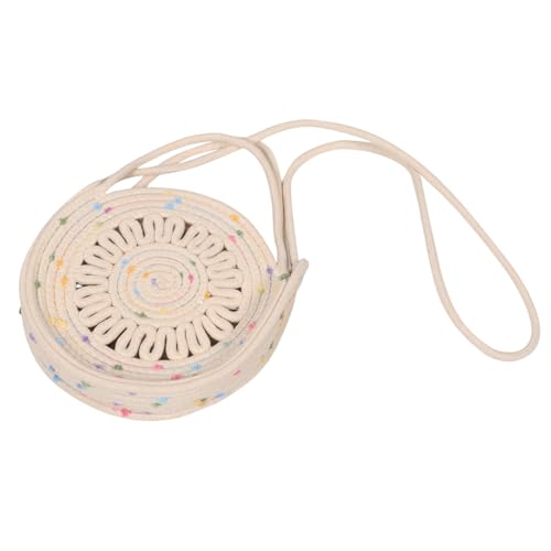 Beaupretty Mini Crossbody Umhängetasche Damen Geflochtene Baumwollseil Sling Bag Leichter Boho Schulterbeutel für Sommer Strand Reisen Alltag Kompakte Trendige Tasche mit Elegantem Webmuster von Beaupretty