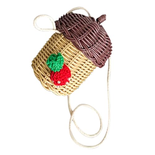 Beaupretty Mini Geflochtene Umhängetasche in Nussform Handgefertigte Rattan Crossbody Bag mit Klassischer Struktur Leichter Schultergurt Sommerliche Strandtasche und Einzigartiges von Beaupretty