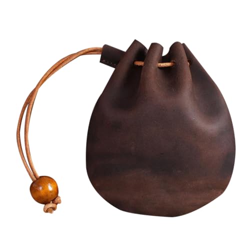 Beaupretty Mini Ledertasche Vintage Münzbeutel Kleingeldbörse Wallet Schlüssel Etui aus Hochwertigem Echtleder Leicht Kompakt Multifunktional für Alltag Reise und Shopping Farbton von Beaupretty