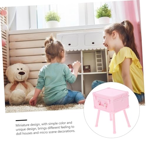 Beaupretty Miniatur Kosmetik Aufbewahrung mit Lippenstift Pinsel Vielseitiges Puppenhaus Zubehör für Dekorative Spielszenen Rosa Design von Beaupretty