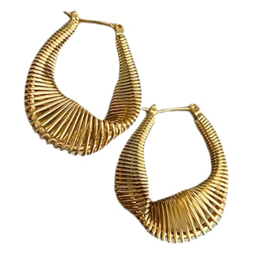 Beaupretty Minimalistische Goldene Creolen Damen Ohrringe mit Federleichtem Spiraldraht Design Übergroße Ohrhänger für Stilbewusste Frauen Eleganter Schmuck für Alltag und Besondere Anlässe von Beaupretty