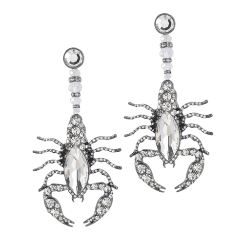 Beaupretty Minimalistische Scorpion Ohrringe mit Strassbesatz Gothic Tropfenohrringe für Damen Persönlichkeit Schmuck Stilvolle Anhänger für Halloween Abschlussball und Alltag von Beaupretty