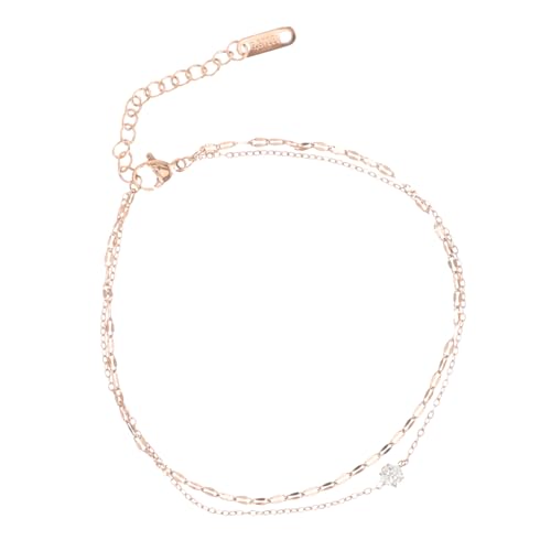 Beaupretty Modische Damen Fußkette aus Titanstahl mit Herzförmigem Anhänger Verstellbare Doppelte Kette Kreativer Fußschmuck für Strand und Alltag Langlebiges Material von Beaupretty