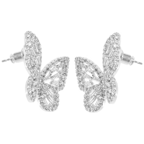 Beaupretty Modische Schmetterlingsohrringe Damen Ohrstecker aus Metall mit Zirkonia Trendige Langlebige Ohrschmuck für Frauen Vielseitig zu Party Hochzeit Alltag Passend von Beaupretty